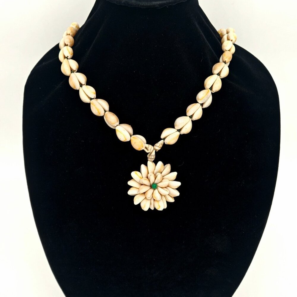 Vintage Cowrie Necklace with Charm